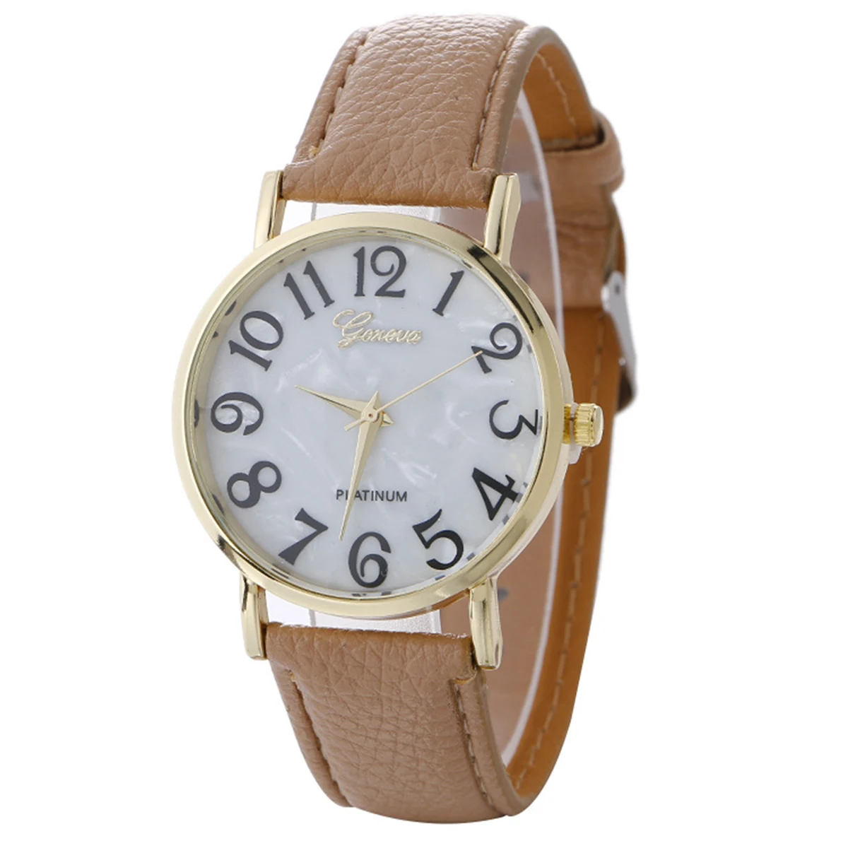 Shellhard, модные часы с большим циферблатом, часы с ремешком из искусственной кожи для женщин и мужчин, кварцевые аналоговые кожаные Наручные часы, подарок для женщин, Часы - Цвет: Khaki