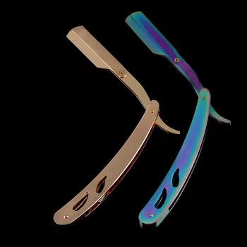 

3 Colors Fashion Stainless Steel Straight Edge Razors Beard Eyebrow Barber Shave Manual Folding Shaving Knife Man's Styling Tool