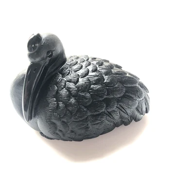 

Natural Crystal Obsidian Red-crowned crane Hand Carved For Gift Or Decoration FYY