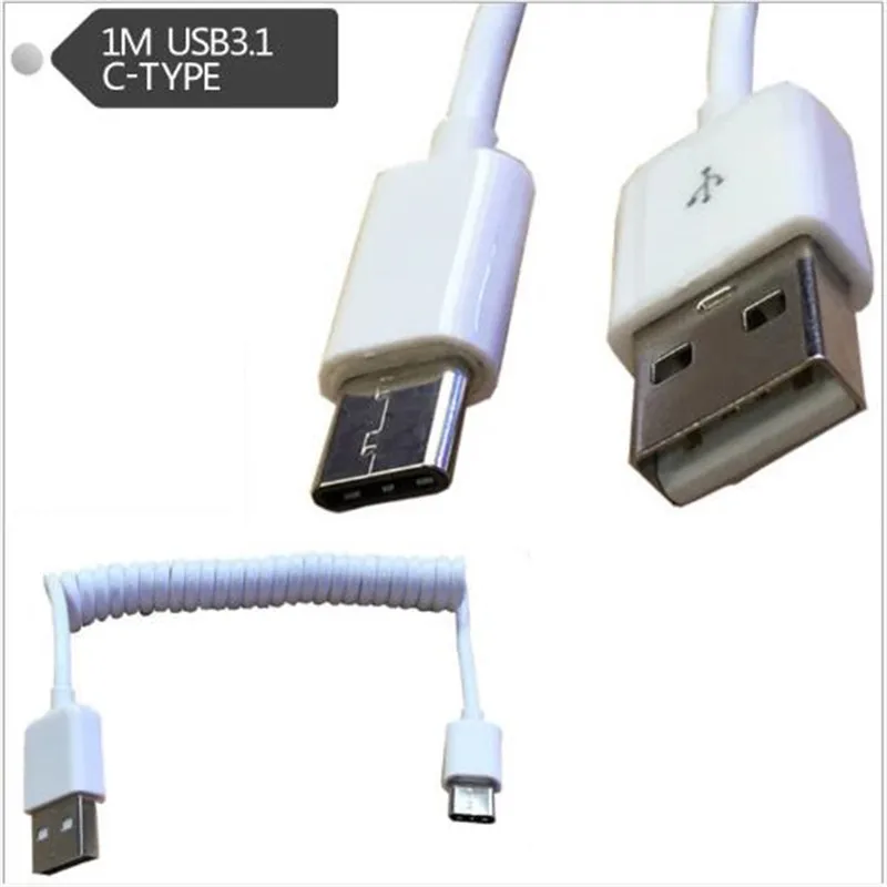

Android phone usb 3.1 type-c data cable for USB 2.0 male spring wire retractable line 1 meter for Huawei millet LeTV computer