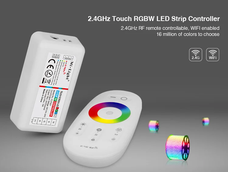 

Mi light 2.4G Wireless Touch screen RGBW led controller DC12V-24A 18A RF remote control for rgbw led strip lights tape FUT027