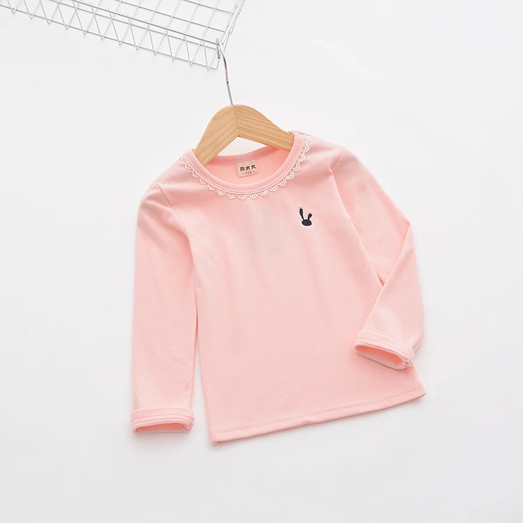 Spring Children T shirt Baby Girls Tops Cotton Long Sleeve White Shirts