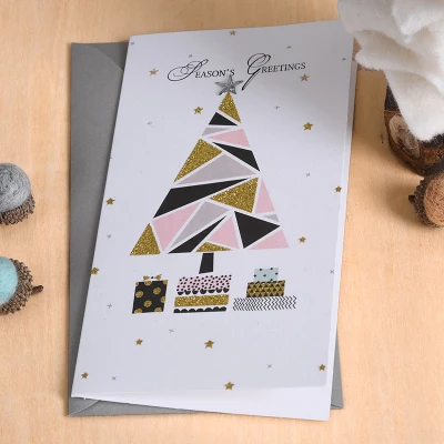 Блестящие счастливые рождественские открытки креативные поздравительные открытки сезона для бизнеса, вечерние - Цвет: 1802 II 03