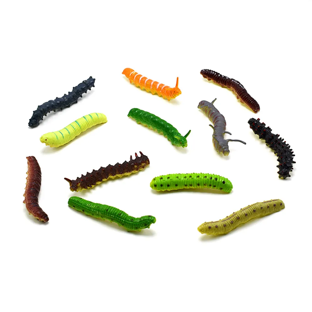 12PCS Pretend Play Toy Simulation Caterpillar Model Educational Simulation Anti-stress Toy Tricking Game drop shipping 30S629