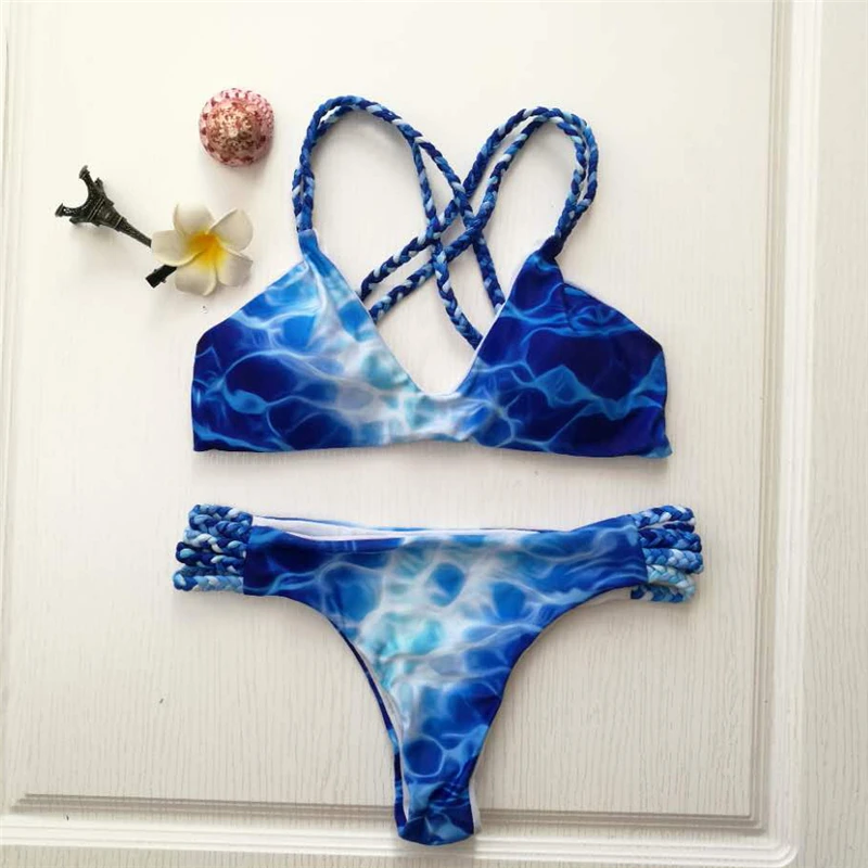 

2017 New Sexy Bikinis Women Swimwear Two-piece Seperate Suit Swimsuit Triangle Padded Push-up Bathing Beachwear Set Clothes Hot