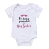 Newborn Baby Boys Girls Short Sleeve Letter Print I'm Being Promoted To Be A Big Sister Cotton Romper Summer Baby Clothes 2