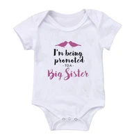 Newborn Baby Boys Girls Short Sleeve Letter Print I'm Being Promoted To Be A Big Sister Cotton Romper Summer Baby Clothes 2