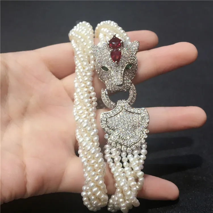 Женская застежка на голову леопарда DIY аксессуар белый пресноводный жемчуг ожерелье браслет набор ювелирных изделий