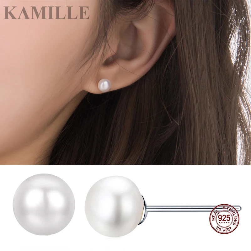 

Kamille 925 Sterling Silver Pearl Stud Earrings For Women S925 Silver Freshwater Pearls Earrings Fashion Jewelry Accessories