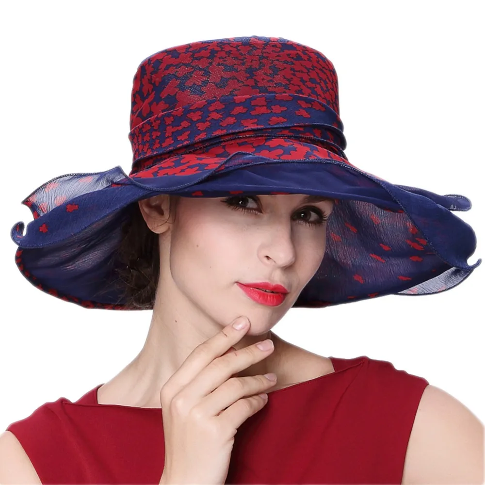June's Young Free shipping Women Summer Hats 100 Chiffon Elegant Lady