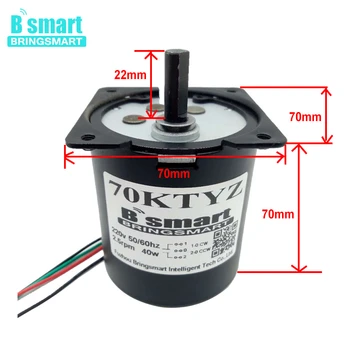

Bringsmart 70KTYZ 220V AC Synchronous Motor 40W Permanent Magnet Gear Motor 2.5-110rpm High Torque CW/CCW Electronic Motor
