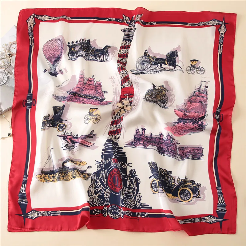 New Square Scarf Women Fashion Silk Scarves and Wrap Ladies Retro Spring Summer Print Office Hair Neck foulard 90cm*90cm New Square Scarf Women Fashion Silk Scarves and Wrap Ladies Retro Spring Summer Print Office Hair Neck foulard 90cm*90cm