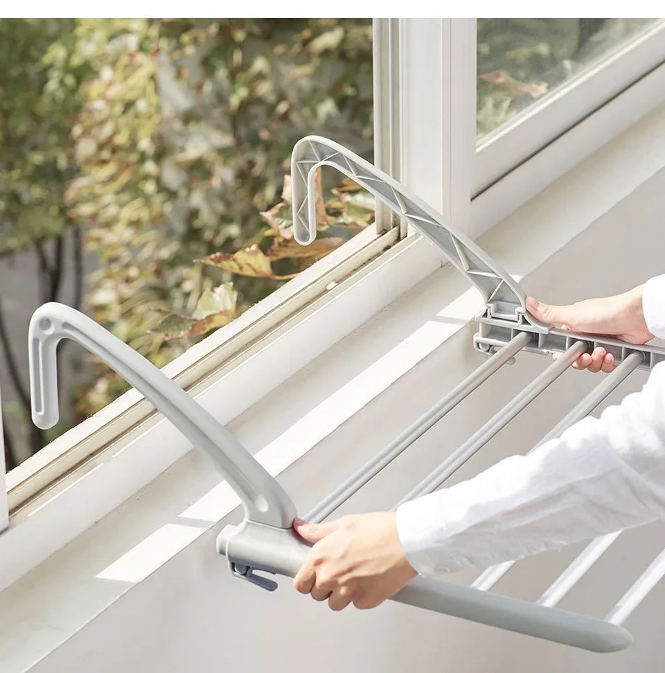 New products Xiaomi Mijia Bang telescopic drying rack hanger aluminum alloy PP material frame adjustable hanger smart home (5)
