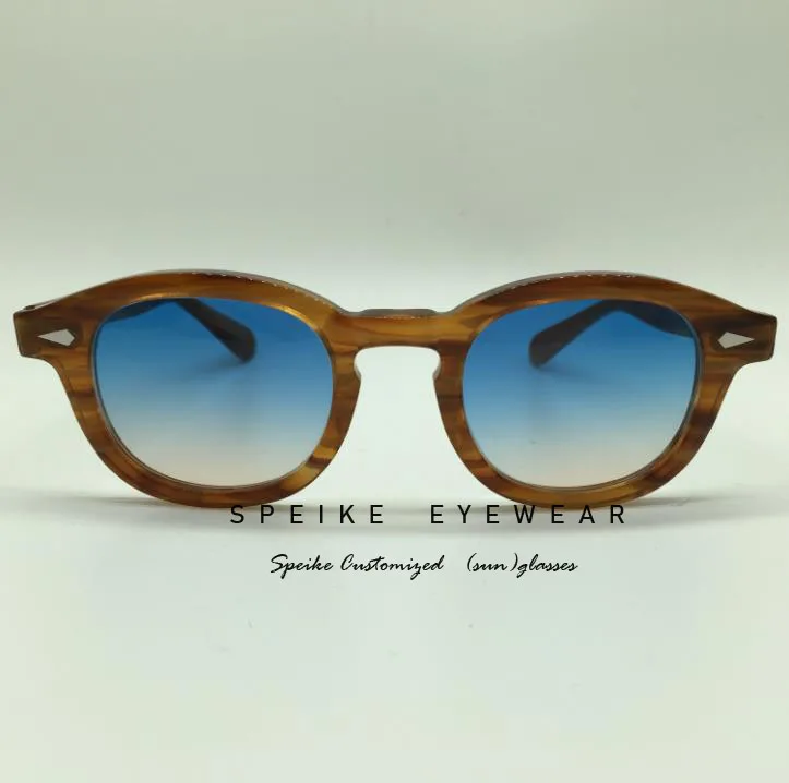 SPEIKE индивидуальные новая мода Lemtosh Johnny Depp Стиль Солнцезащитные очки для женщин AAAAA+ Качество Винтаж Круглый Защита от солнца очки синий/желт
