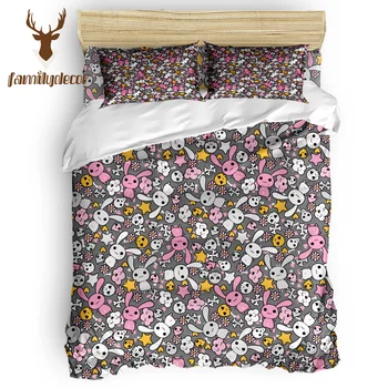 

FamilyDecor DHL Free Shipping Cartoon Rabbits Octopus Halloween 4 Pcs Comforter Cover Set Eve Of All Saint'S Day Quilt Cover