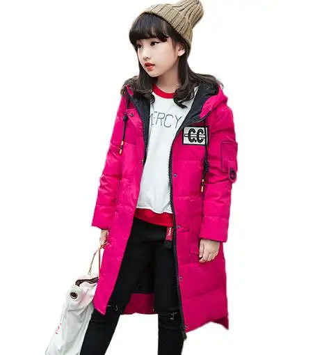 

Fashion Winter Down Jacket For Girls hooded Long Coat Children Snow Warm Thick Parka Teenage Girls Outerwear