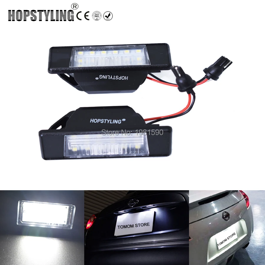 Hopstyling 2x Error Free Xenon White LED License Plate Light For Nissan Qashqai Pathfinder R51 JUKE