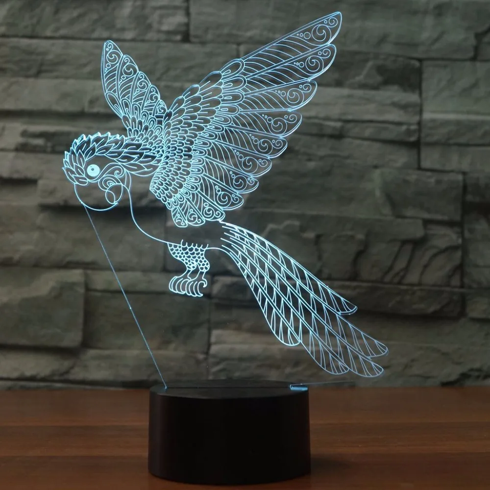 3D RGB лампа Parrot Bird LED ночник Usb Pet Store домашний декор цветная атмосферная освещение