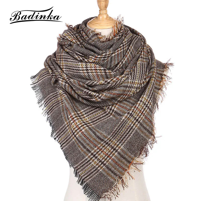 Badinka 2018 New Autumn Winter Cashmere font b Tartan b font Plaid Scarf Stole Women Wide