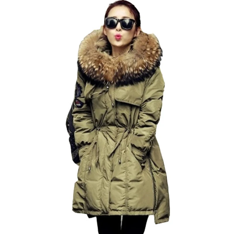 

2018 Fur Winter Jacket Women White Duck Parka Jackets Natural Raccoon Fur Collar Female Winter Coat Women Parkas CC054