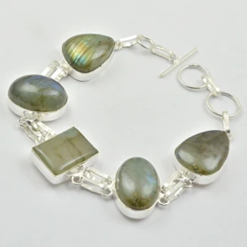 

Labradorite Bracelet Silver Overlay over Copper, 24cm , B3048