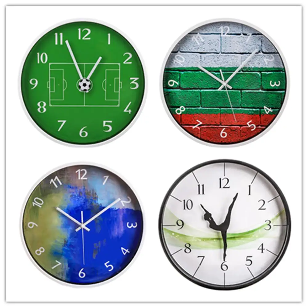 30 см современная мода креативные бесшумные Подвесные часы бесшумные настенные часы с пластиковой рамкой для домашнего декора-белая рамка футбол