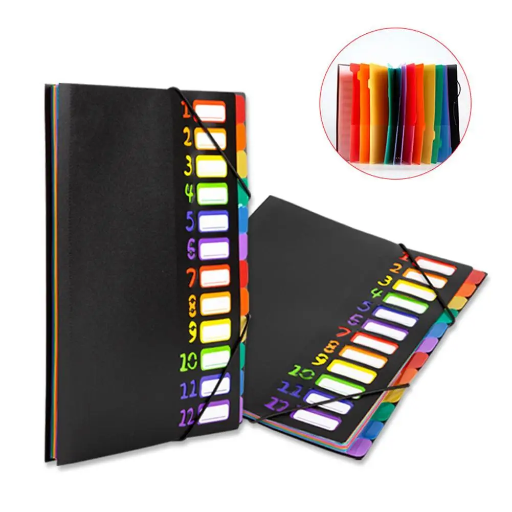 New Listing Rainbow Multi-Page Classification Folder Holder Storage Bag Portfolio Office Learn Good Helper A4 PP File Folder