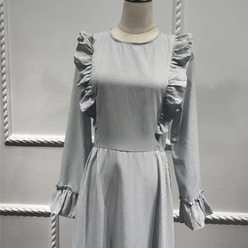 Plus Size Vestido Longo Robe Femme Ete 2020 Abaya Muslim Islam Kaftan Ruffles Striped Maxi Bodycon Hijab Dress Women Clothes Aliexpress
