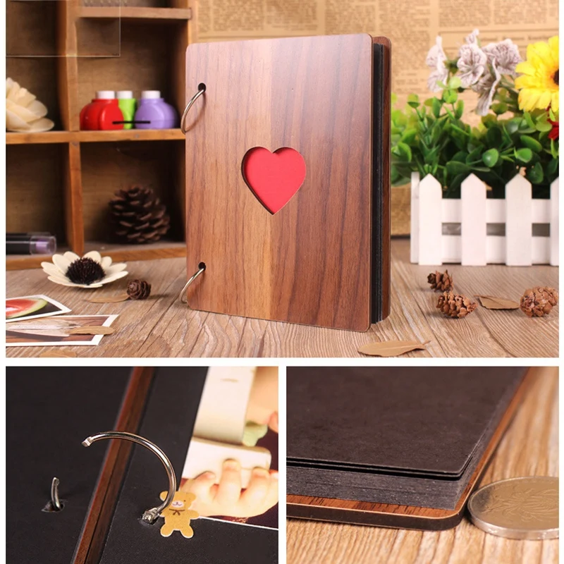 6 Inch Wooden Photo Album Baby Growth Memory Life Photo Relief Book Record Book