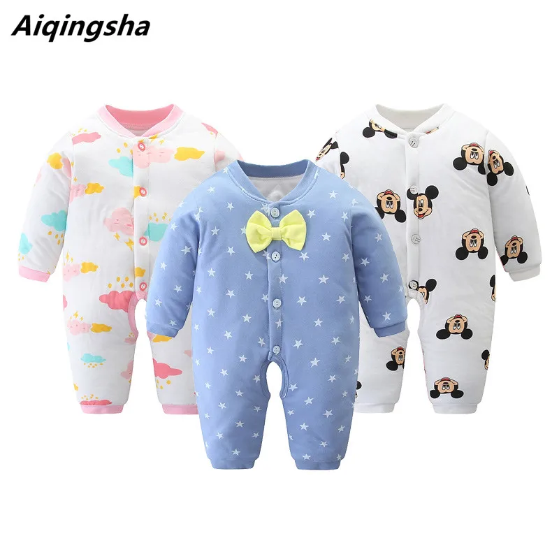 

Baby Romper Jumpsuit winter Roupas De Bebe thicken Cotton Unicorn Baby Clothes Bow 3 6 9 12 18 24 Months Infant Girl Jumpsuit