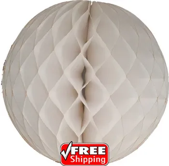 

20pcs Ivory Tissue Paper Honeycomb Balls Flowers Lantern Cream,Bulk Wedding Birthday Party Decor-4",6",8",10",12",14",16"(40cm)