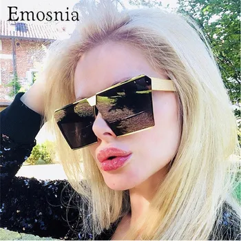 

Ladies Sunglasses Big Square Shade Italian Eyewear Brands Trending Products 2018 Glasses Women's Gradient Mirror Lens Gafas