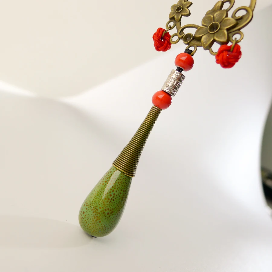 Цзиндэчжэнь керамические ювелирные изделия цветок Длинная веревка керамические ожерелья с подвесками с бусинами ручной работы DIY модное ожерелье для женщин# EY105