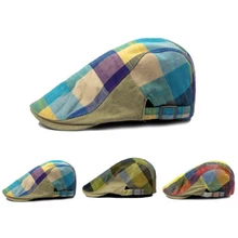 Новая мужская шапка, клетчатые береты, Кепка для гольфа, вождения, защита от солнца, плоская кепка газетчика, модная кепка s для мужчин
