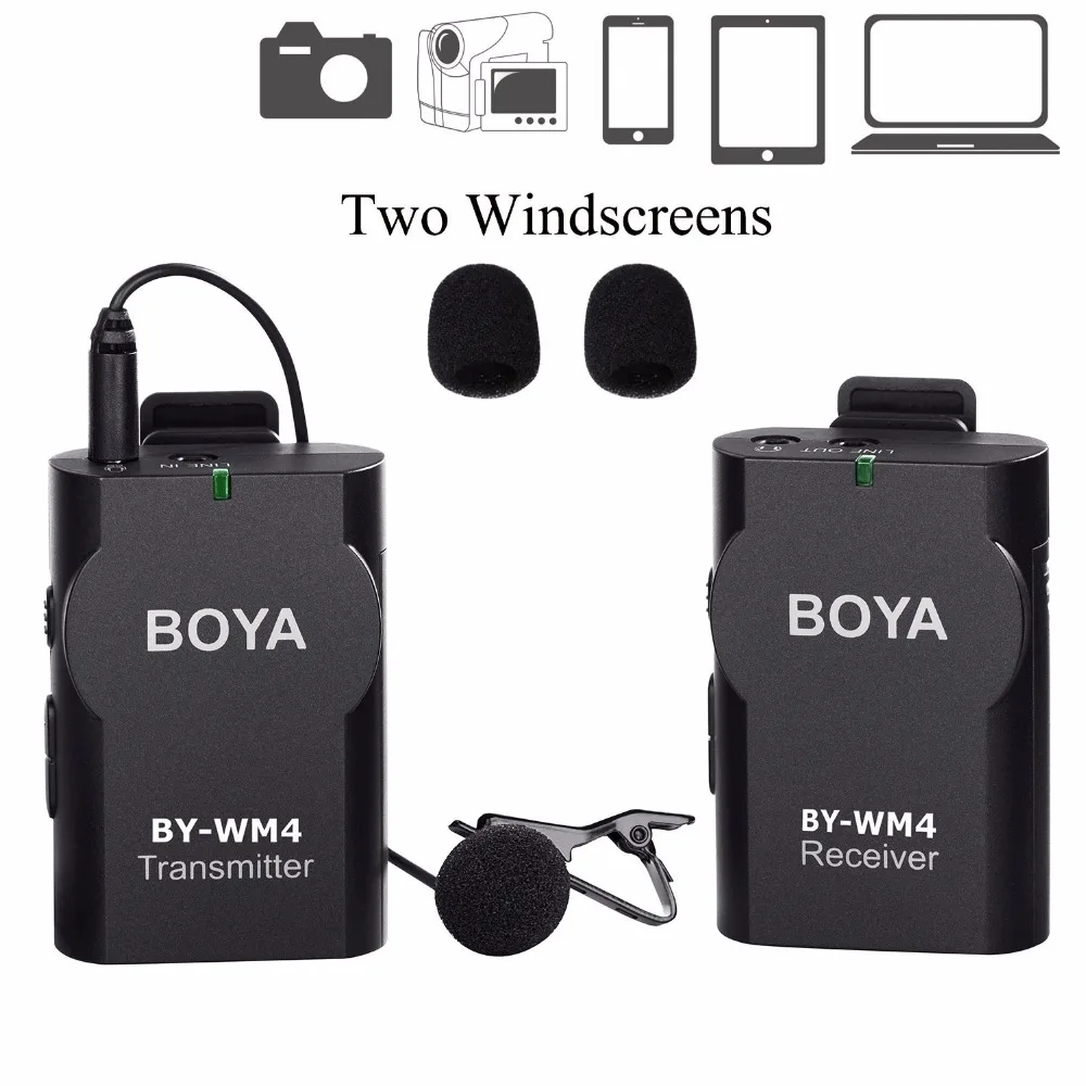 

BOYA BY-WM4/BY-WM4 Mark II Lavalier Wireless Microphone Systerm for iPhone IOS Smartphone DSLR Camera Sony A6400