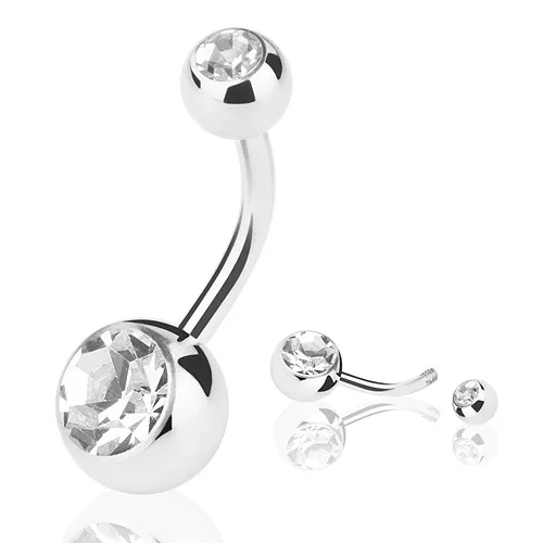 Piercing Navel Surgical Steel double Rhinestone Belly Button Rings