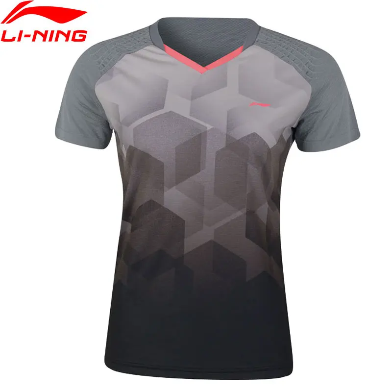 Li-Ning женские футболки для бадминтона, дышащие, удобные, с подкладкой, для соревнований, спортивные футболки, топы, футболки AAYN078 COND18