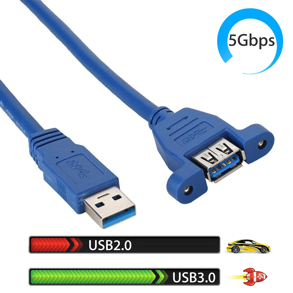 10 шт./упак. 30 см 50 см 60 см Usb 3,0 мужчина к гнезду Am к Af с резьбовым отверстием монтажный Удлинительный кабель