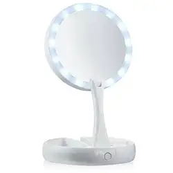 Светодиодный зеркало для макияжа двустороннее вращение складное USB зеркало с подсветкой сенсорный экран портативная настольная лампа