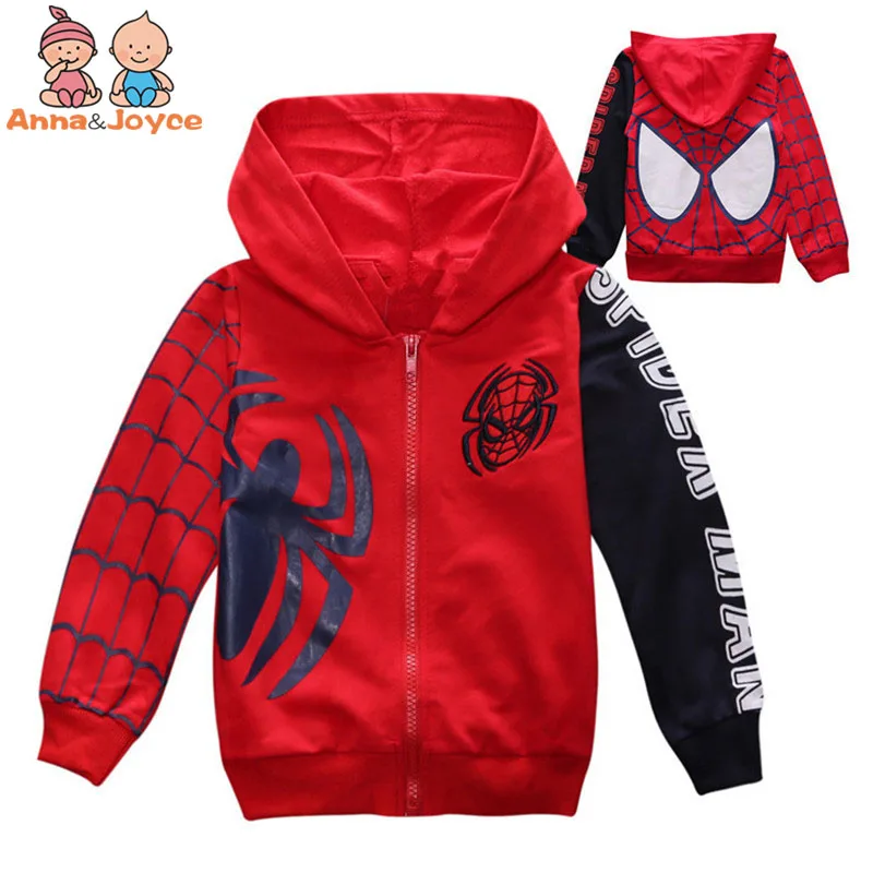 

1 Pc Children 's Cotton Zipper Hooded Jacket Spiderman Embroidered Jacket ATST0281