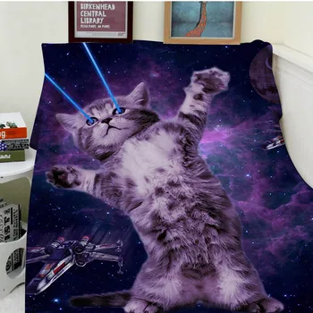 

Blankets Comfort Warmth Soft Cozy Air conditioning Easy Care Machine Wash Cat starry sky Eye laser