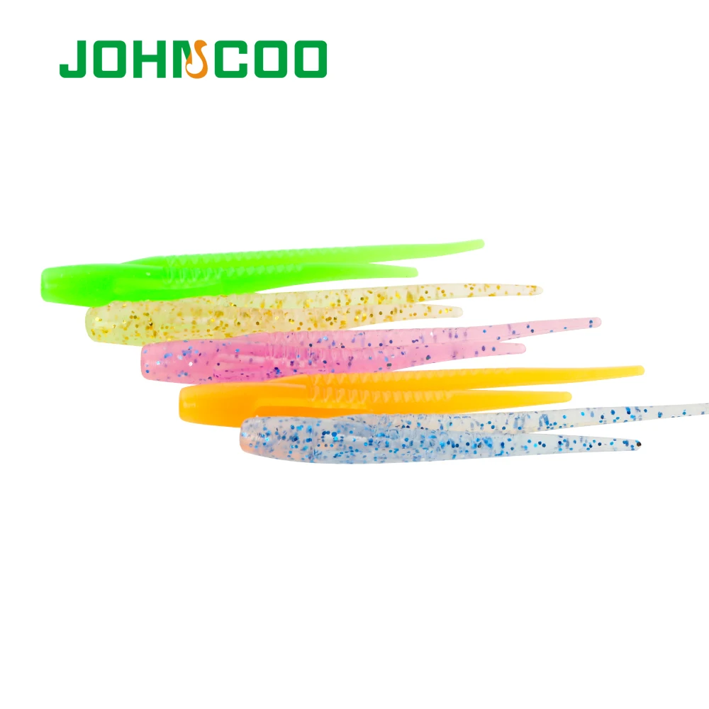 JOHNCOO 54mm 0.54g 20pcs AJING Fishing Lure Soft Worm TPR Floating Swimbaits Shone Soft Bait RockFishing Worm Lure