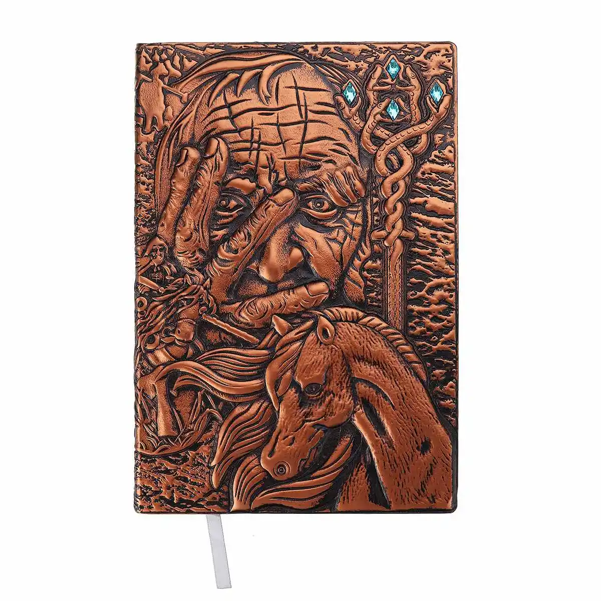 Red Bronze 4 цвета кожаный блокнот А5 дневник винтажный сортировщик 3D рельефный креативный дорожный портативный дневник блокнот подарок Библейский ручной работы - Цвет: Red Bronze