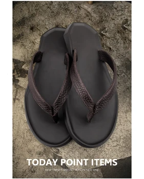 

Flip-flops for men new summer geometric slippers for men leather fashion non-slip beach shoes British style personality39-44