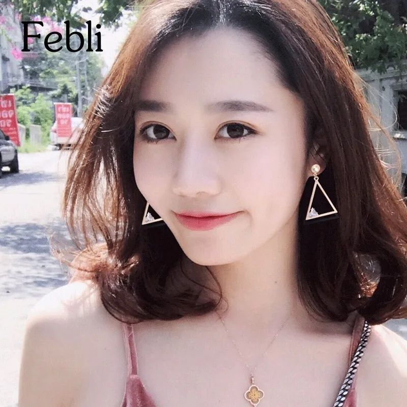 Febli European Style Geometric Modelling Earrings Prevent Allergy Pure Silver Ear Needle Cubic Zirconia | Украшения и аксессуары
