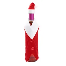 ASLT Hot Selling Holiday Decoration Christmas Santa Suit Wine Bottle Cover Wrap Hat Cap Holiday Party New Years Free Shipping