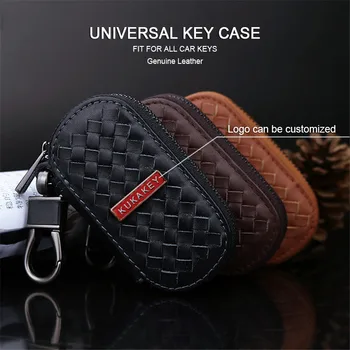 

Leather Car Key Bag Case Covers Wallet For AUDI BENZ HONDA BUICK CADILLAC CHEVROLET CITROEN DODGE FIAT FORD Hand Woven Keychain