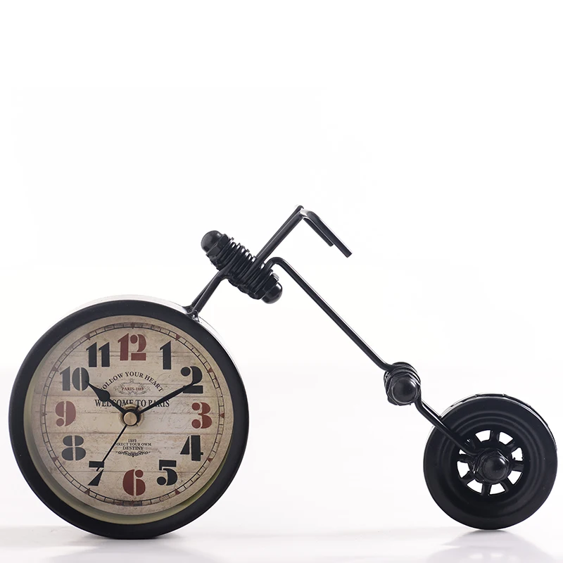 American Rural Wrought Iron Motorcycle Model Clock Creative Handmade