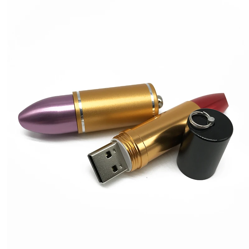 Popular Gift for Girls USB Flash Drive Pink Red Metal lipstick 4GB 64GB 8GB PenDrive 16GB 32GB 64GB Pen Drive USB Memory Sticks