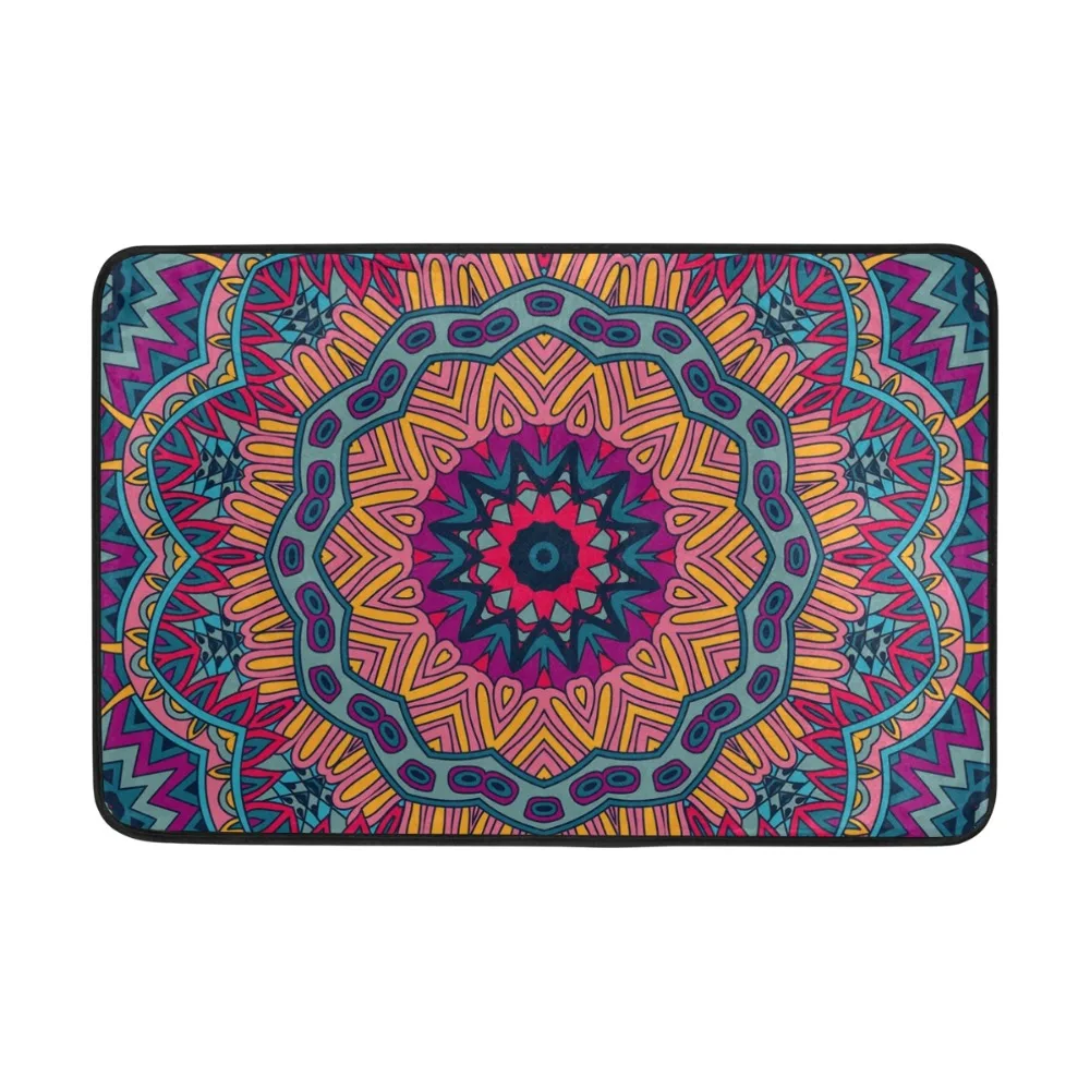 Non Slip Commercial Door Mats For Entrance Door Psychedelic Indian